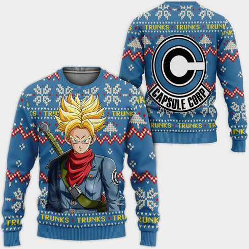 Divesart - Future Trunks Ugly Christmas -villapaita ja -huppari mukautettuja anime Dragon Ball -joululahjoja